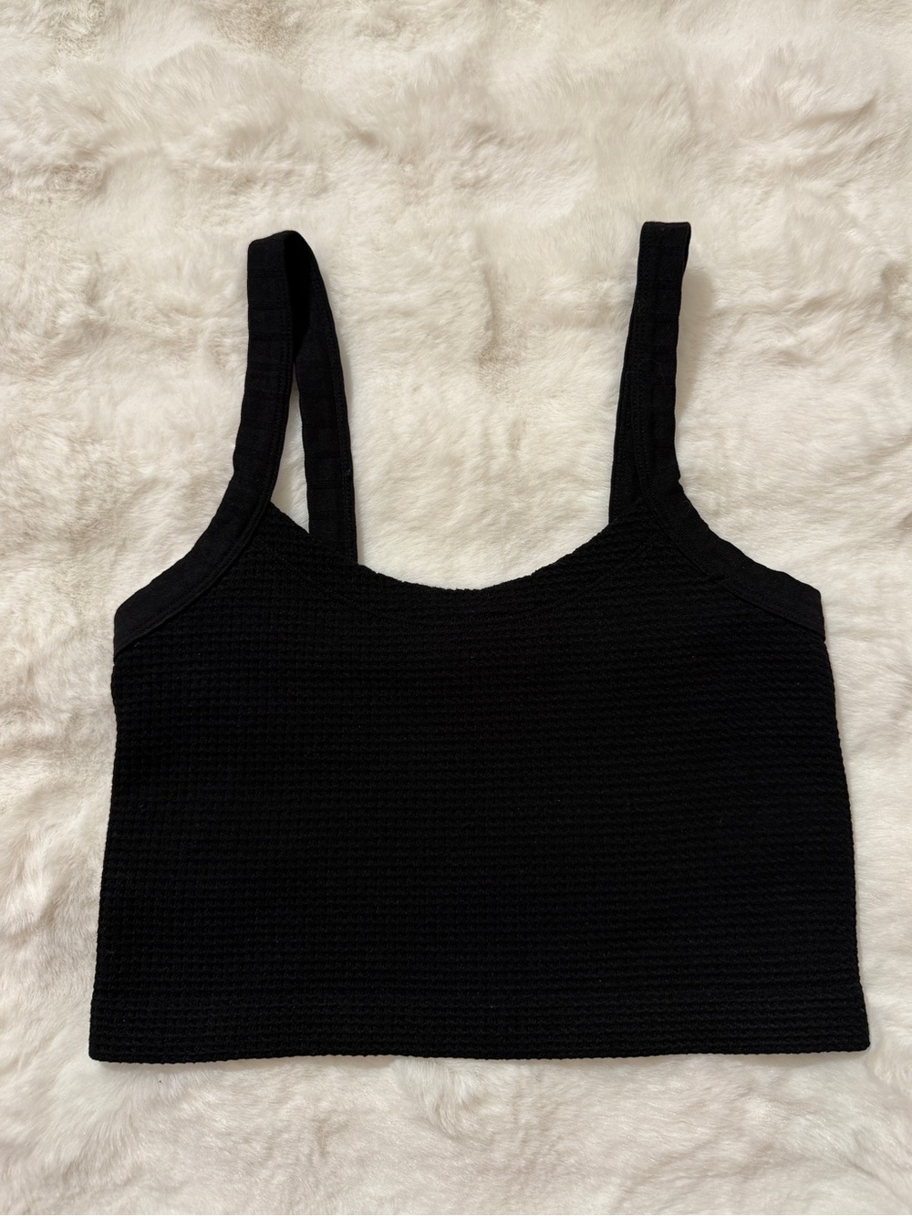 Forever 21 Black Textured Cropped Tank Top Size Small